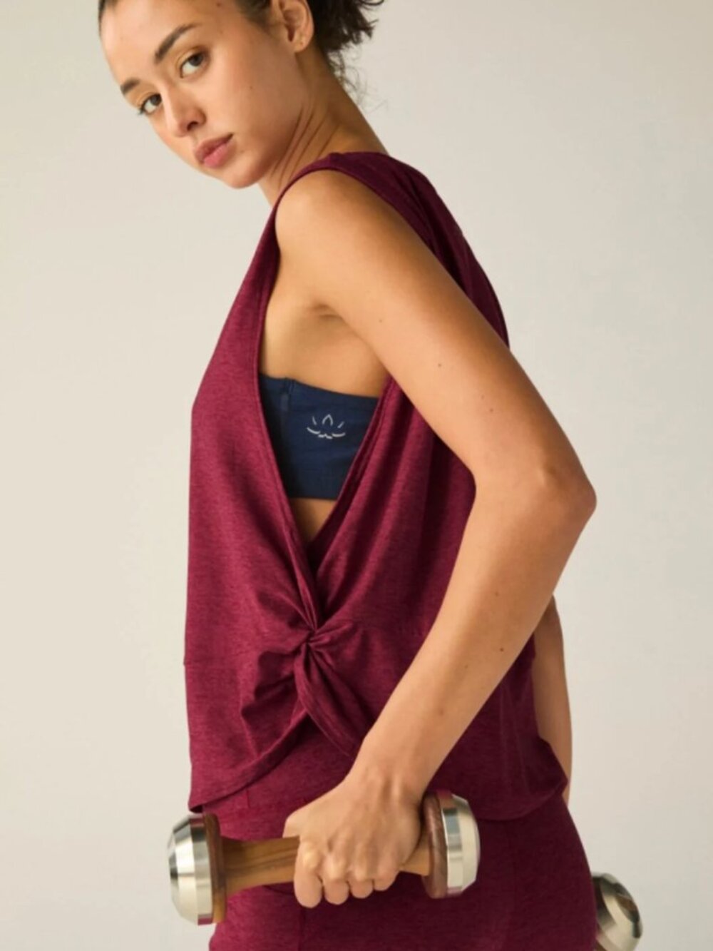 Beyond Yoga Burgundy Featherweight Side Knot Twist Tank Women's US Size L